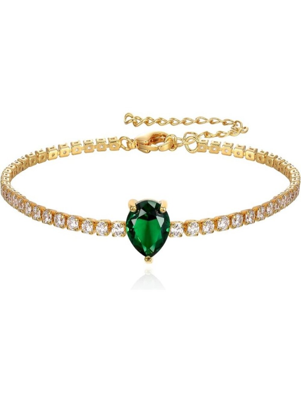 Water Drop Cubic Zirconia Tennis Dainty Adjustable Bracelet Gold Plate